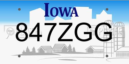 847ZGG Iowa License Plate