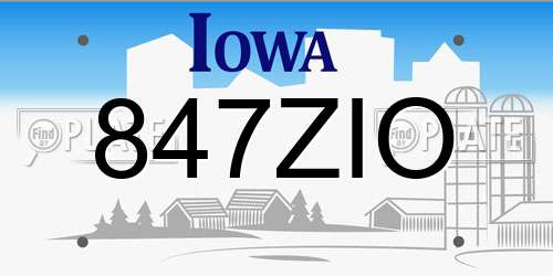 847ZIO Iowa License Plate
