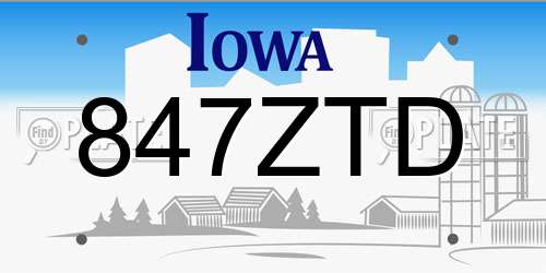 847ZTD Iowa License Plate