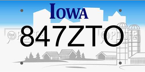 847ZTO Iowa License Plate