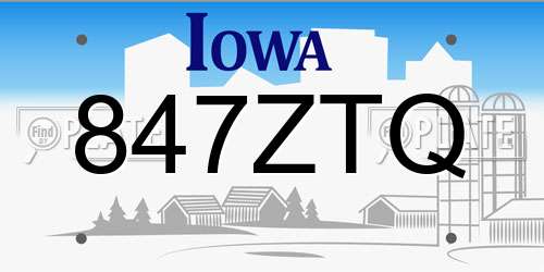 847ZTQ Iowa License Plate