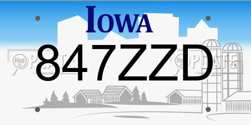 847ZZD Iowa License Plate
