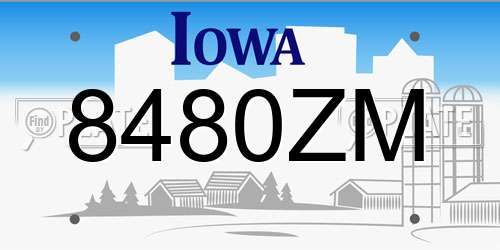 8480ZM Iowa License Plate