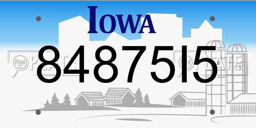 84875I5 Iowa License Plate