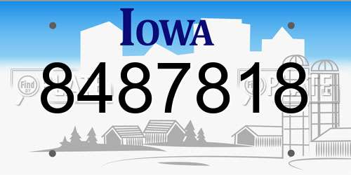 8487818 Iowa License Plate