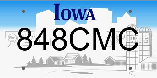 848CMC Iowa License Plate