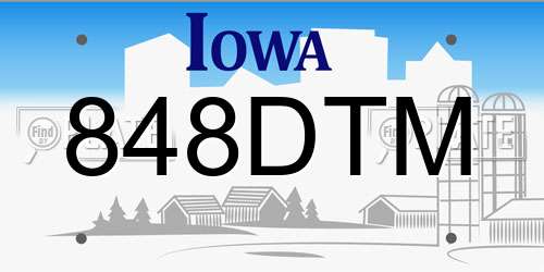848DTM Iowa License Plate
