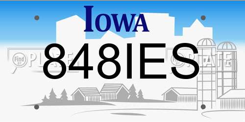 848IES Iowa License Plate