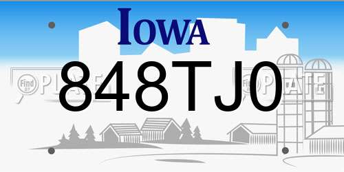 848TJ0 Iowa License Plate