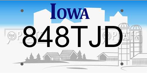 848TJD Iowa License Plate
