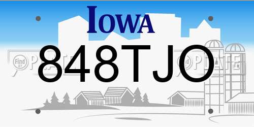 848TJO Iowa License Plate