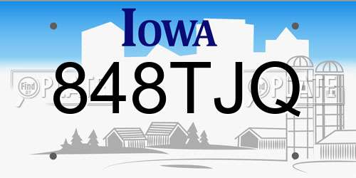 848TJQ Iowa License Plate