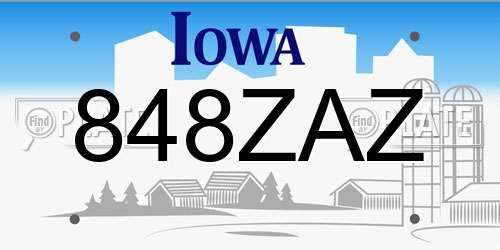 848ZAZ Iowa License Plate