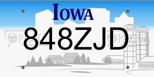 848ZJD Iowa License Plate