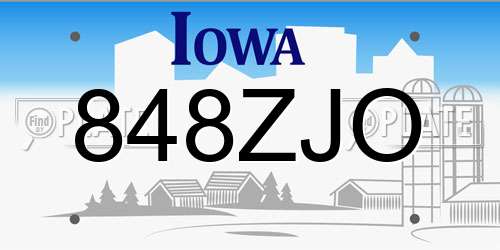 848ZJO Iowa License Plate