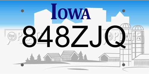 848ZJQ Iowa License Plate