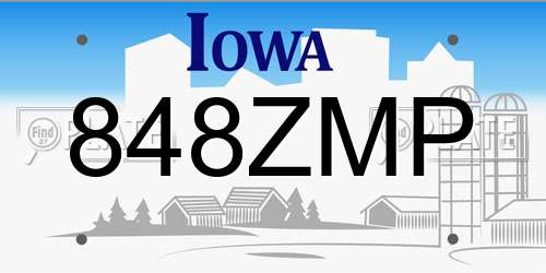 848ZMP Iowa License Plate