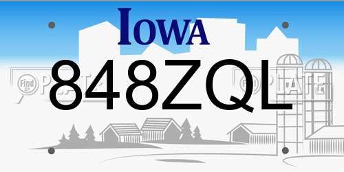 848ZQL Iowa License Plate