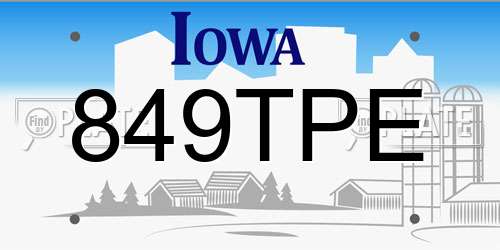 849TPE Iowa License Plate