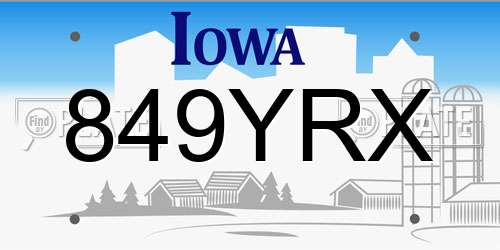 849YRX Iowa License Plate