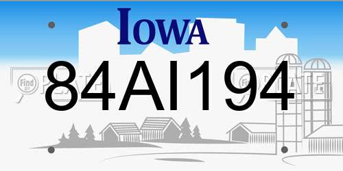 84AI194 Iowa License Plate