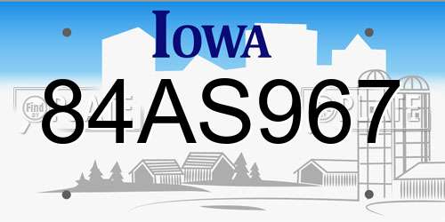 84AS967 Iowa License Plate