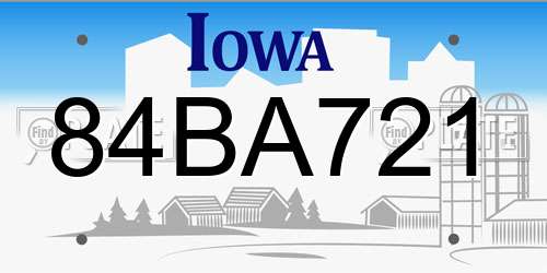 84BA721 Iowa License Plate