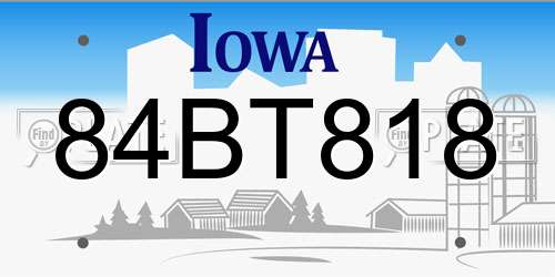 84BT818 Iowa License Plate