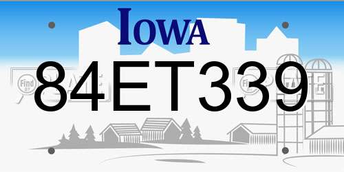 84ET339 Iowa License Plate