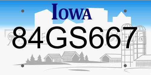 84GS667 Iowa License Plate
