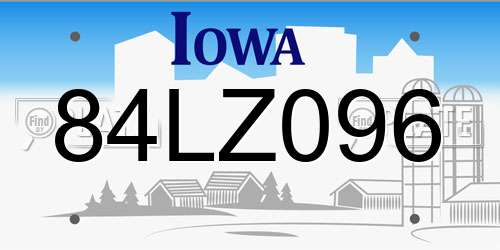 84LZ096 Iowa License Plate