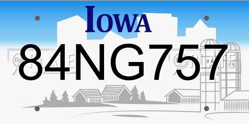 84NG757 Iowa License Plate