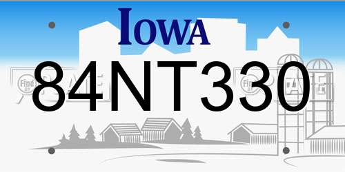 84NT330 Iowa License Plate