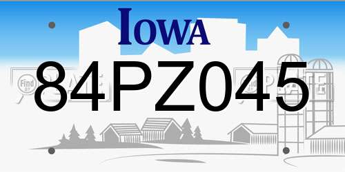 84PZ045 Iowa License Plate