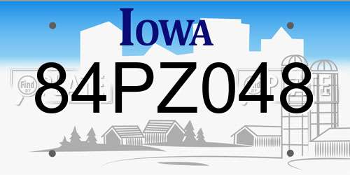 84PZ048 Iowa License Plate