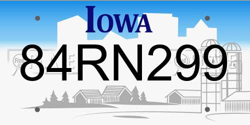 84RN299 Iowa License Plate