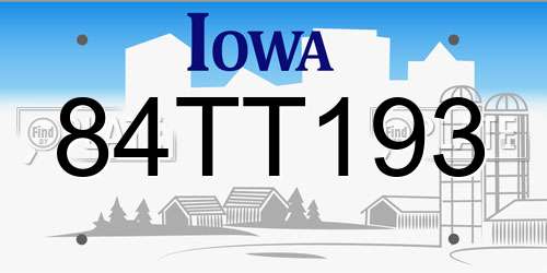 84TT193 Iowa License Plate
