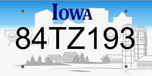 84TZ193 Iowa License Plate