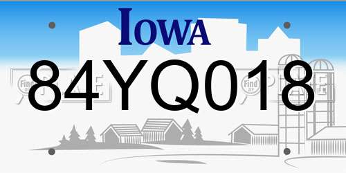 84YQ018 Iowa License Plate