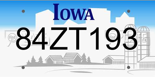 84ZT193 Iowa License Plate