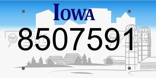 8507591 Iowa License Plate