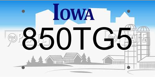850TG5 Iowa License Plate