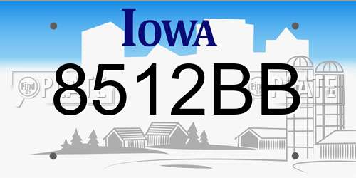 8512BB Iowa License Plate