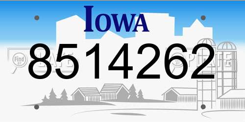 8514262 Iowa License Plate