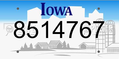 8514767 Iowa License Plate