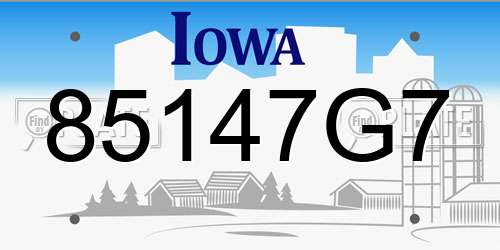 85147G7 Iowa License Plate