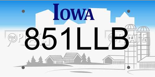 851LLB Iowa License Plate