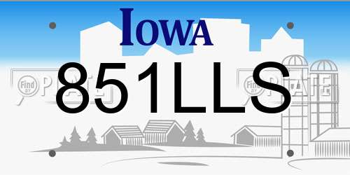 851LLS Iowa License Plate