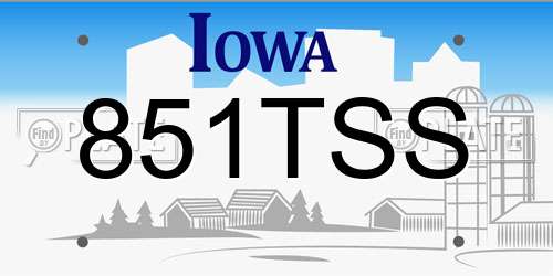 851TSS Iowa License Plate