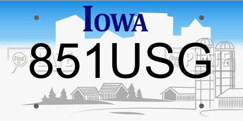 851USG Iowa License Plate